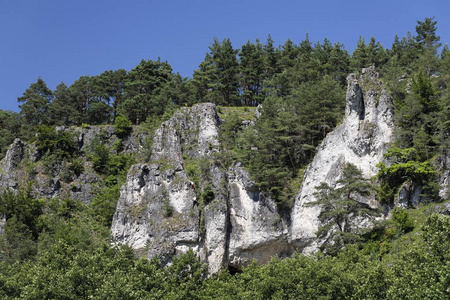 德国巴伐利亚州腭部上河谷附近的岩石