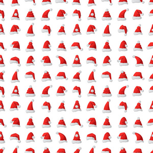 圣诞老人时尚红帽无缝模式背景现代典雅帽冬季圣诞假期顶衣矢量插画