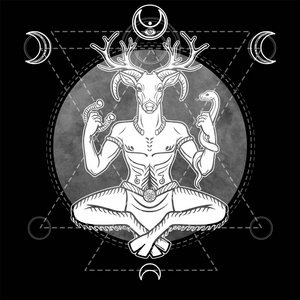 背景-神圣的几何学, 月亮的象征.矢量插图, 白色绘图黑色.