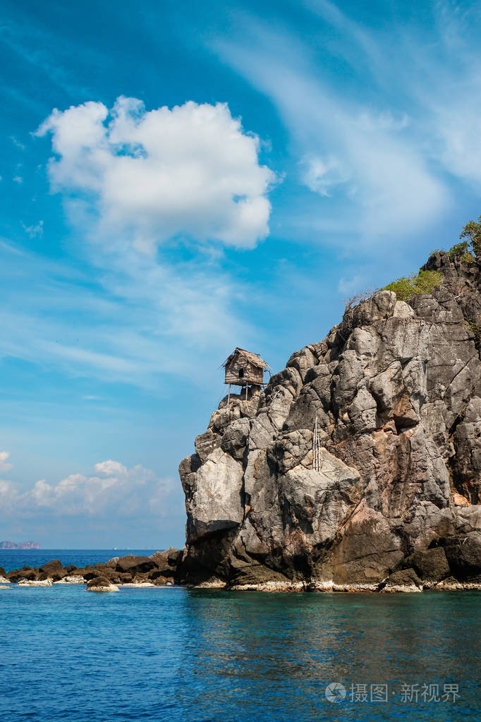 大岩石岛, 蓬岛, Chumohon 省, 泰国。