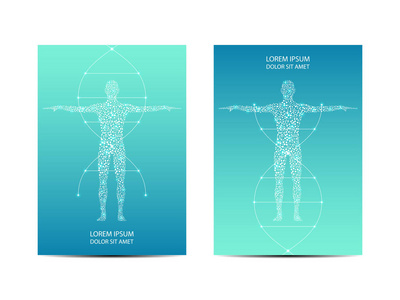 封面或海报设计与人体, 科技概念, 矢量插图