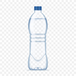 塑料瓶与矿泉水在α透明背景.照片逼真的瓶子样机矢量插图照片