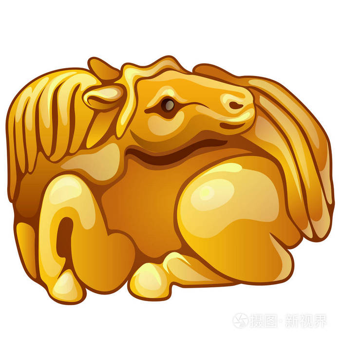 金色的马的身影中国星座符号日历12动物东方占星术白色
