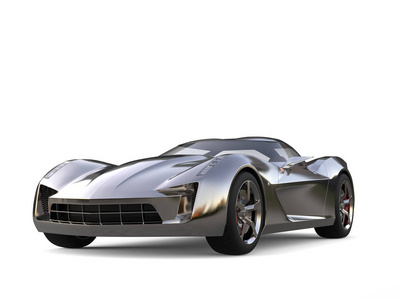 美丽的金属超级跑车概念车前视图