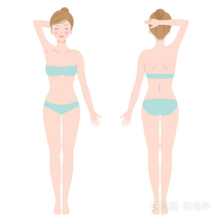 内衣站女性的正面和背面观插画-正版商用图片104gyw-摄图新视界