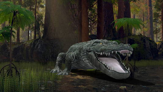 一条鳄鱼的 3d cg 渲染.照片