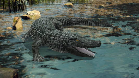 一条鳄鱼的 3d cg 渲染.照片