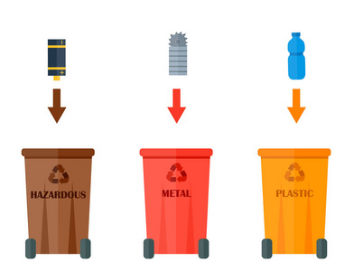 不同回收垃圾分类处理处理改造垃圾利用图标矢量图
