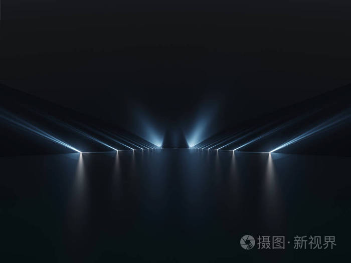 未来派黑暗登上领奖台与光线和反射背景