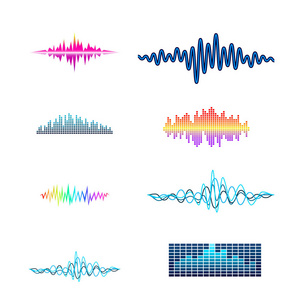 矢量数字音乐均衡器音频波形设计模板音频信号可视化信号图示