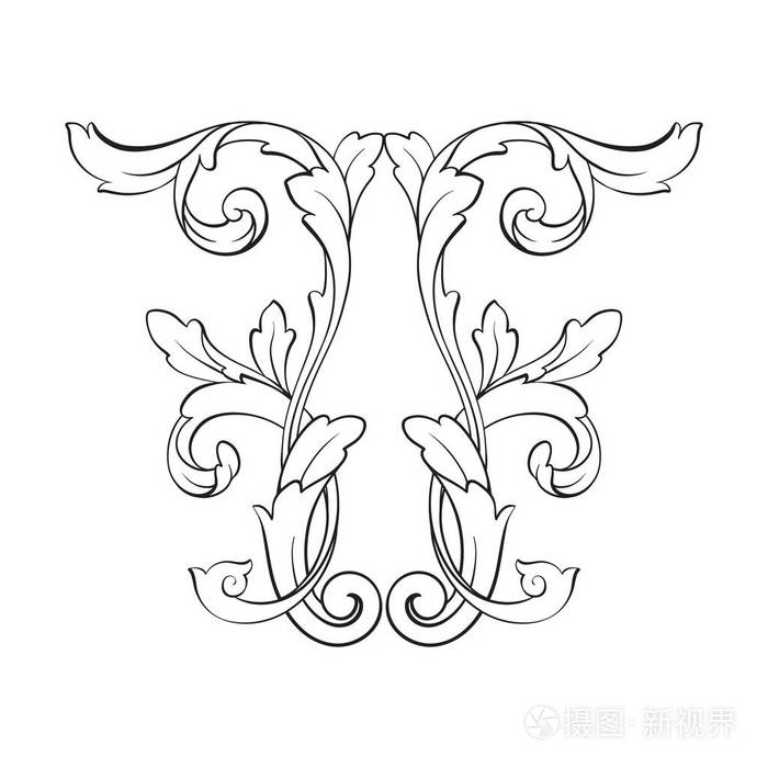 古典的巴洛克装饰矢量插画-正版商用图片104m48-摄图新视界