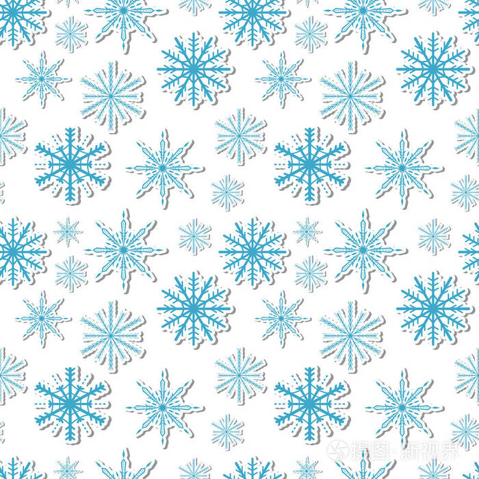 容积式雪花无缝花纹 新的一年雪无尽的背景 冬的重复质感 圣诞节的背景 矢量插图插画 正版商用图片104qf1 摄图新视界