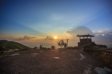 日落景点在海滨 Suek 观点, Pilok, Kanchanab