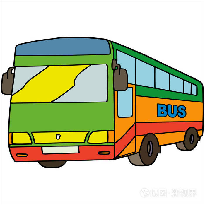 白色背景下卡通客车颜色的矢量图示插画-正版商用图片104trw-摄图新