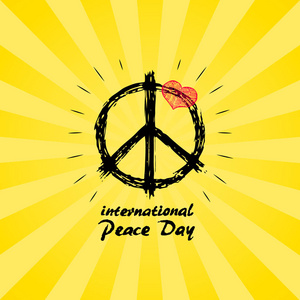 国际和平日标志与嬉皮标志图标
