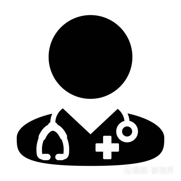 医生图标矢量医学会诊男性医生人阿凡达与听诊器和十字符号标志符号象