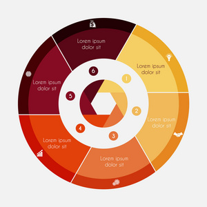 信息用于演示的业务饼图6选项, 循环过程