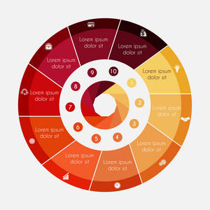 信息用于演示的业务饼图10选项, 循环过程
