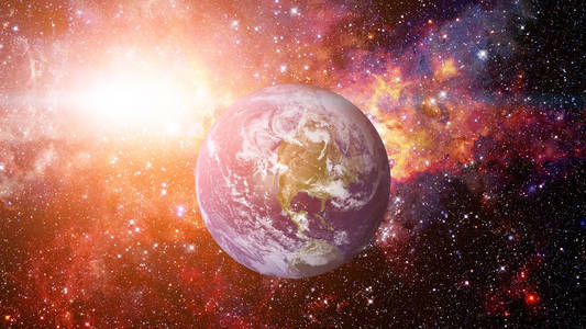 地球和星系。这幅图像由美国国家航空航天局提供的元素