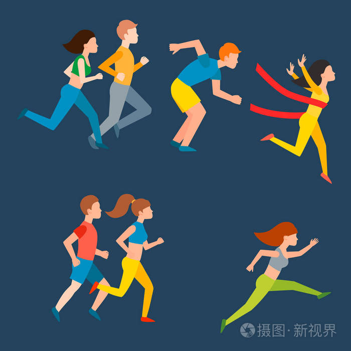体育奔跑人慢跑夏天体育享受赛跑者行使他们健康生活方式媒介例证