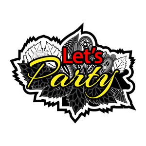 s Party. Hand lettering typography text. Doodles. vector illustr