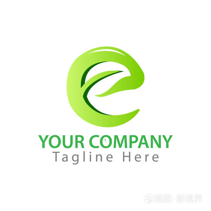 带有叶子的创造性字母e