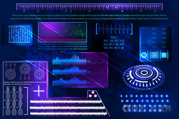 抽象未来科学小说高科技技术用户界面屏幕数字背景