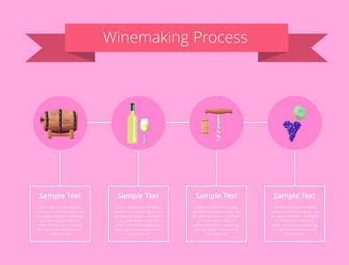 粉红色的酿酒过程矢量图图片