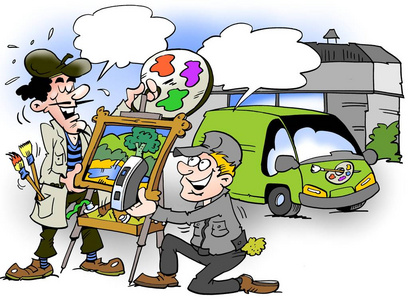 一个自然画家的卡通插画得到一个汽车画家的好颜色提示