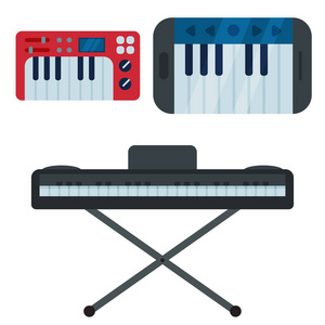 键盘乐器孤立古典音乐家钢琴设备矢量插图