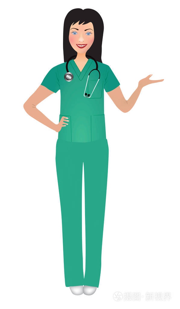微笑的护士呈现矢量