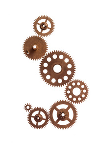 钟表齿轮矢量无限齿轮图案在黑暗的背景蒸汽朋克俱乐部黄金标志设计