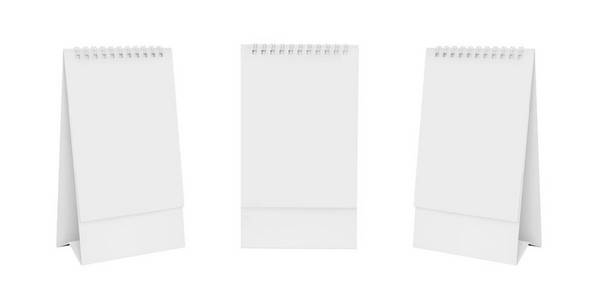 白色空白纸桌螺旋日历在白色背景上。