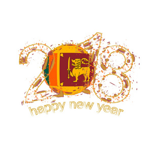 2018新年快乐斯里兰卡贺咭垃圾矢量模板