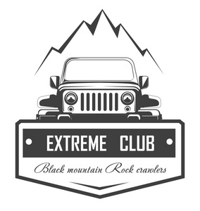 离路4x4极端汽车俱乐部标志模板. 越野车矢量符号或图标照片