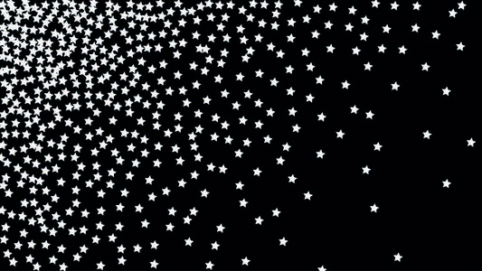 许多随机下落的星五彩纸屑在黑暗的天空背景