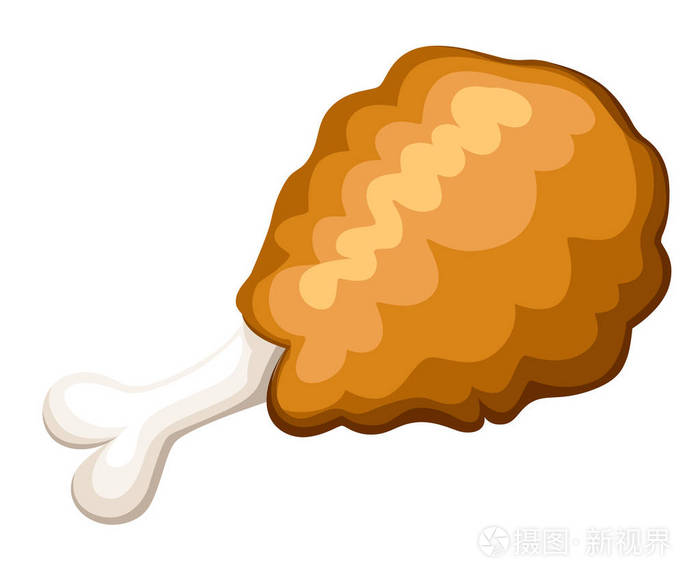 卡通风格炸鸡腿矢量插图鸡肉大腿图标孤立在白色背景上网页及移动应用