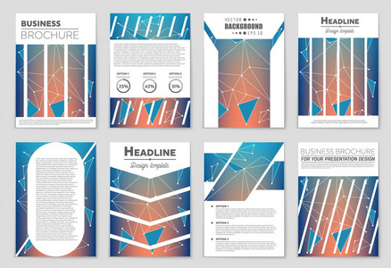 抽象矢量布局背景集。为艺术模板设计, 列表, 头版, 样机小册子主题风格, 横幅, 想法, 封面, 小册子, 印刷品, 传单, 