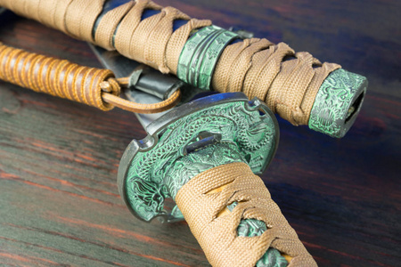 武士的剑。 中世纪的日本武器。