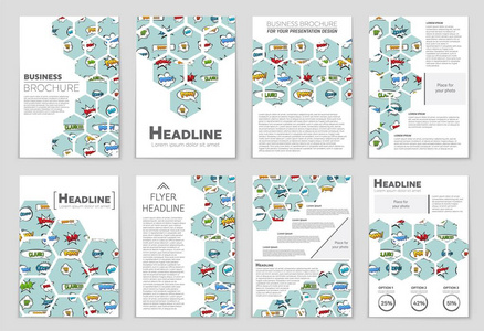 抽象矢量布局背景集。为艺术模板设计, 列表, 头版, 样机小册子主题风格, 横幅, 想法, 封面, 小册子, 印刷品, 传单, 