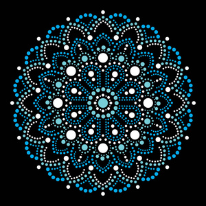 民族风格抽象曼达拉,圆点圆圈,灵感来自澳大利亚传统土著艺术,白色和