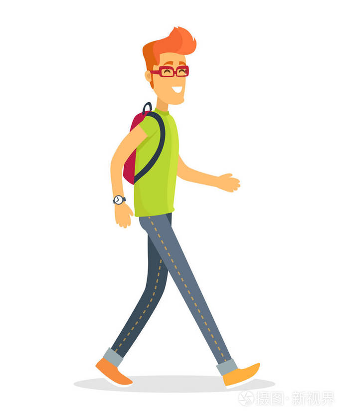 行人旅游图标矢量图示男孩