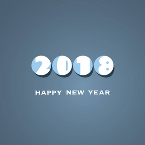 简单的白色和蓝色新年卡封面或背景设计模板2018年