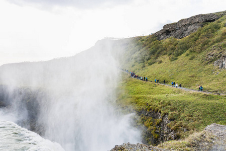 峡谷 Gullfoss 瀑布水喷雾