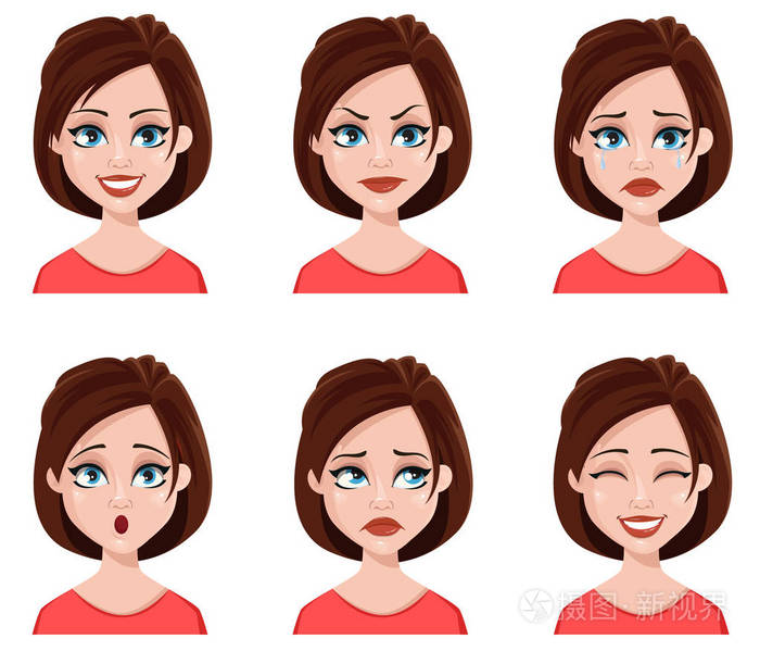 一个可爱的女人的面部表情