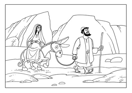 圣诞故事约瑟夫和玛丽去伯利恒照片