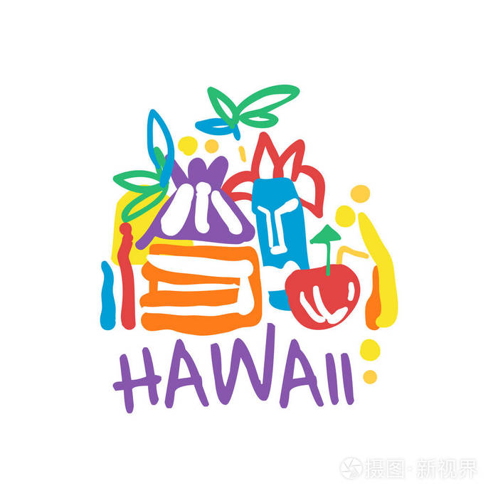 夏威夷海滩异国情调的夏日度假标志