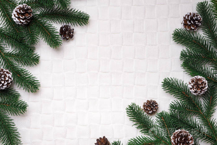 带云杉树枝和树枝的圣诞舒适背景