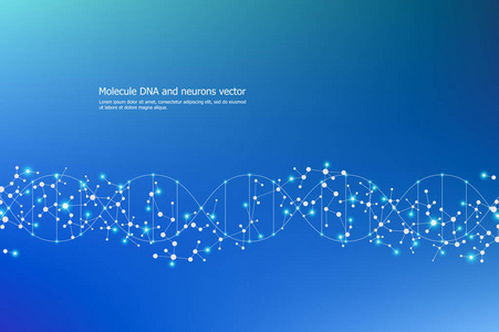 抽象分子背景, 基因和化合物, 连接线与点, 医学, 技术和科学概念, 媒介例证