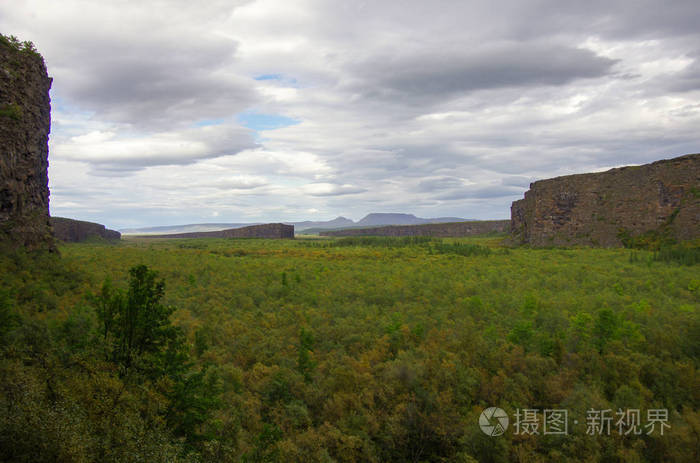 Asbyrgi 峡谷在 Jokulsargljufur 国家公园, 冰岛